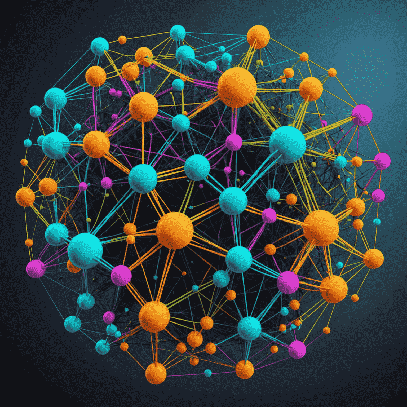 A futuristic 3D representation of a new Layer3 solution, showing interconnected nodes and data streams in vibrant colors