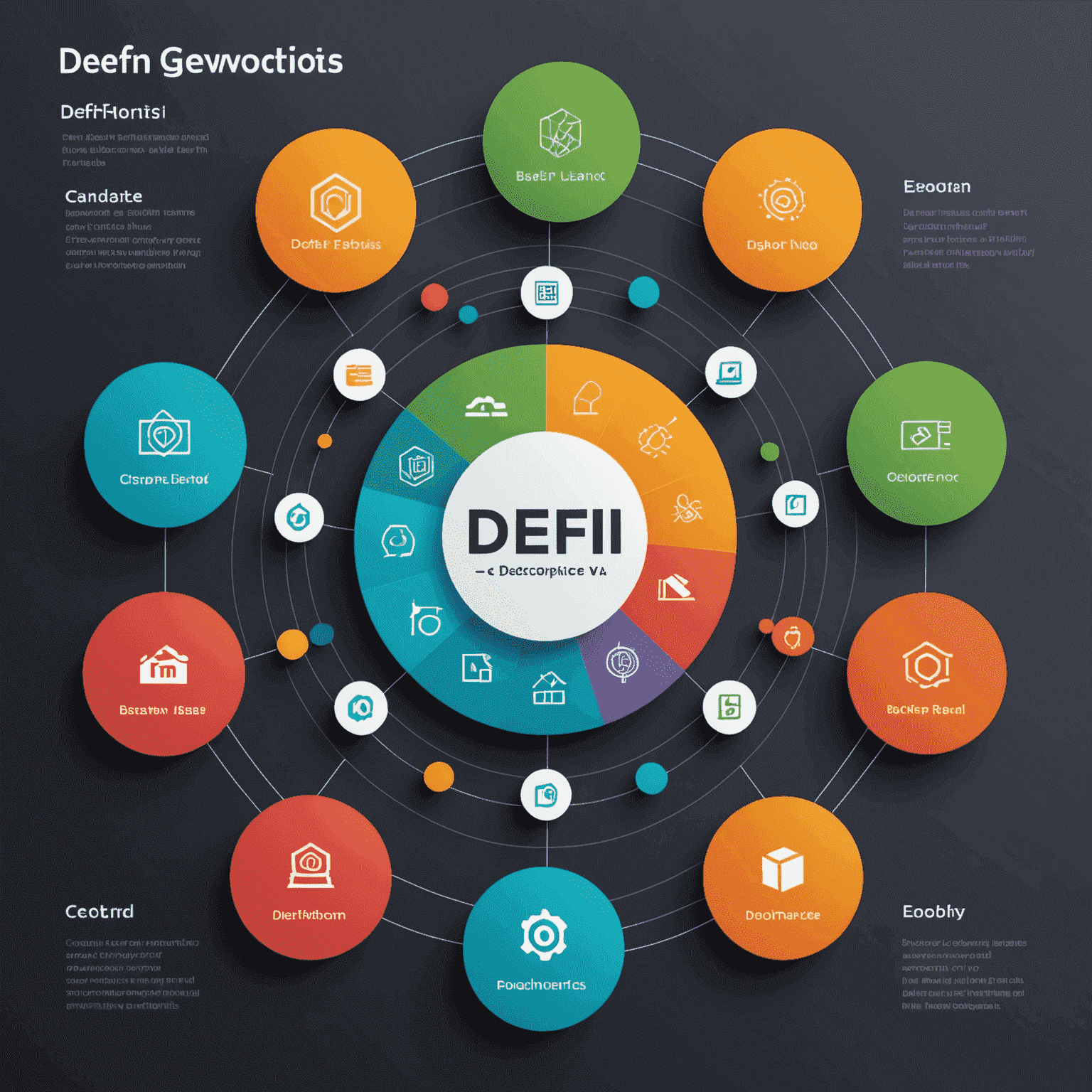 A visual representation of DeFi ecosystem enhanced by Layer3, showing faster transactions and reduced costs through infographics and icons